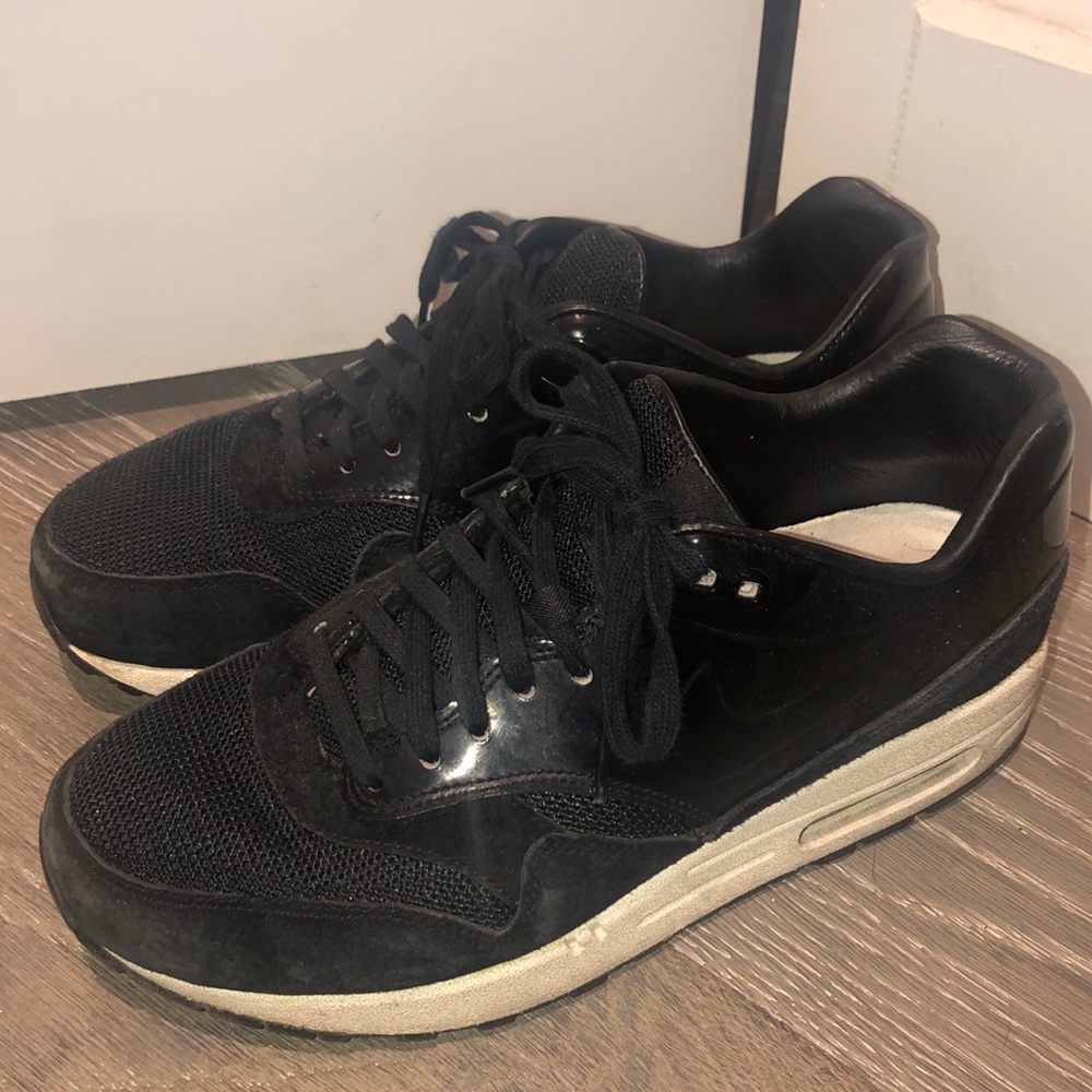 NIKE Air Max 1 Black Patent & Suede Sneakers